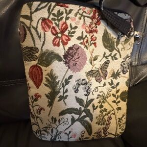 Floral Tapestry Crossbody Bag in Neutral Multi